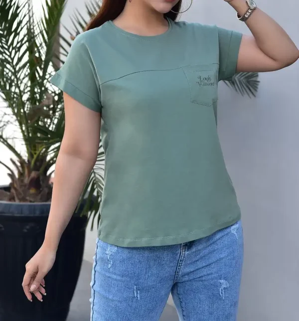 تيشرت پنبه لاكرا اعلا تک جيب - Image 7