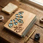 دفترچه با جلد چوبی (آماده همکاری با ادارات،نهادها،شرکتهاجهت تبلیغات و همچنین فروش عمده باتجارهستیم)