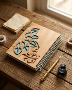 دفترچه با جلد چوبی (آماده همکاری با ادارات،نهادها،شرکتهاجهت تبلیغات و همچنین فروش عمده باتجارهستیم)
